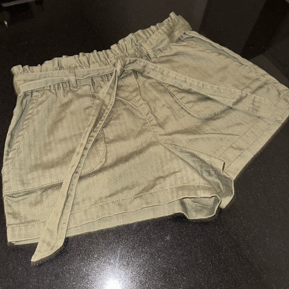 Garage Olive Green Women's Shorts with Tie Waist